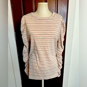 LOFT sassy puffed and rushed striped tee